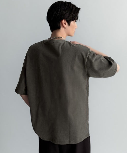 「オリジナリティ。」ピグメント加工ダブルレイヤーデザインプリントTシャツ／Pigment-Dyed Double-Layered Design Print T-Shirt co1010002