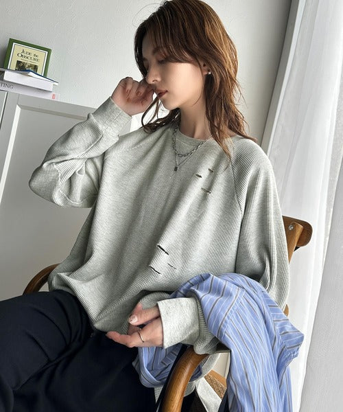 《Javaジャバコラボ》今シーズン大注目！バックJavaネーム付きダメージワッフルロンT jv1010337