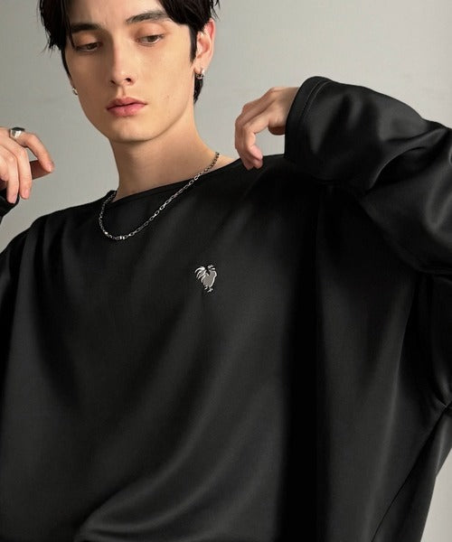 【Classical Origin】「洗練モードな一枚」。Double-Knit Fabric Thumb Hole Dolman T-Shirt／ダンボール素材サムホール付きドルマンTシャツ（長袖） co1010031