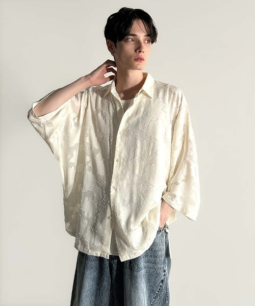 Sheer Jacquard Dolman Sleeve Shirt／フラワー柄シアージャカードドルマンシャツ co1150008