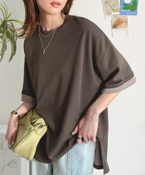 《JaVaジャバコラボ》ゆるシルエットに、ひとさじのアクセント。オーバーサイズ配色BIGTEE jv1110190