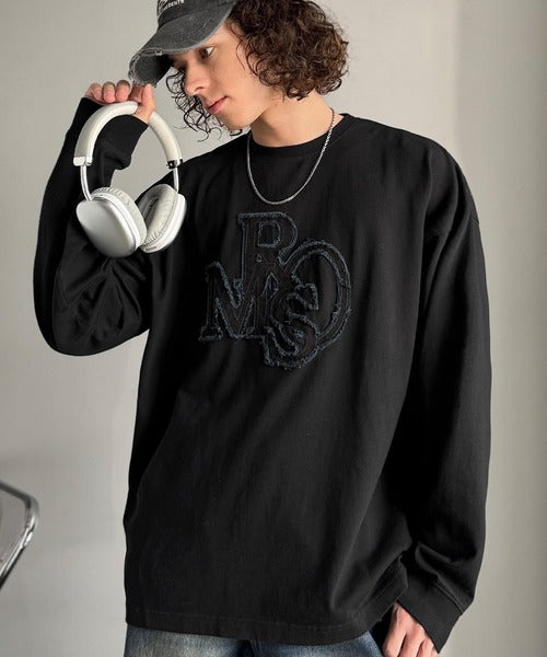 【Classical Origin】「一軍確定。」フリンジパッチワーク使いリラックスTシャツ／Fringe and Patchwork Relaxed T-Shirt co1320004