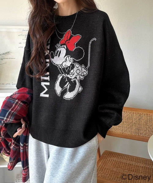 数量限定！存在感たっぷり、大人可愛い♪「ディズニー」「ミニー」ジャガードビッグシルエットニット ce1330065