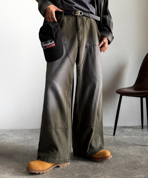 【Classical Origin】「無骨さを纏う。」綿100％ダック素材ダブルニーデザインパンツ／Duck Fabric Double Knee Detail Pants co1150058