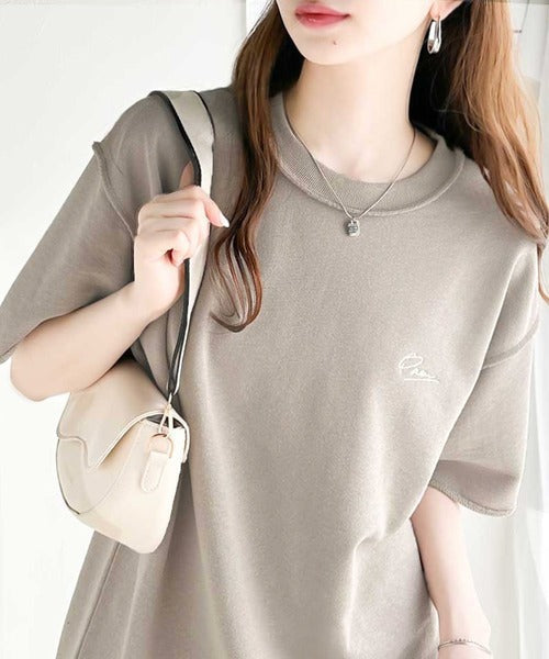 袖口くるりん。ワンポイント刺繍ハーフスリーブ裏毛Tシャツ ce1260259
