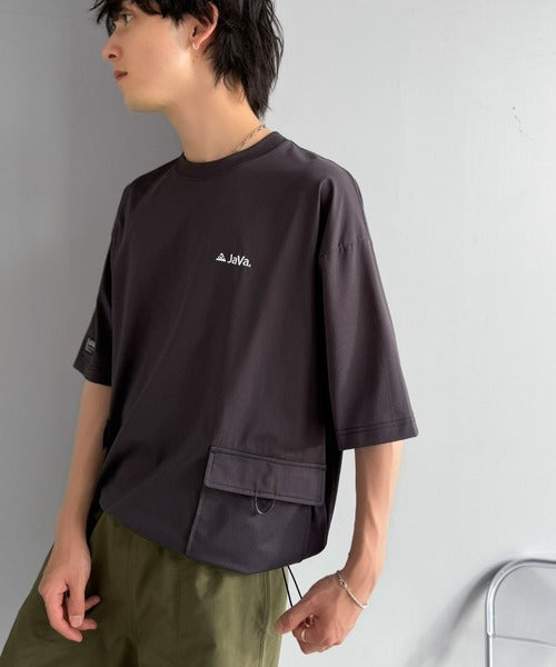 《JaVaジャバコラボ》【接触冷感・吸水速乾機能付き】便利なBIGポケット＆裾ドローコード付き！高機能マイクロメッシュTシャツ jo1150091