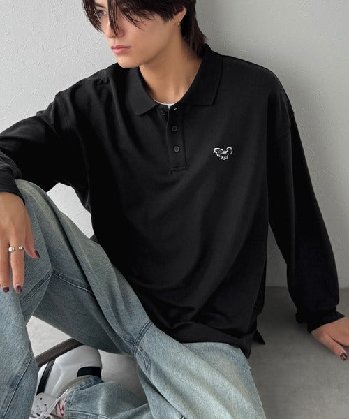 【Classical Origin】「上質な日常。」胸刺繍入り鹿の子ポロシャツ（長袖）／Embroidery Basic Polo Shirt co1150052