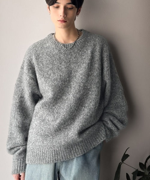 【Classical Origin】「深みのある大人に。」クルーネックミックスカラー糸ニット（長袖）/Crew neck mixed color knit ao1020308
