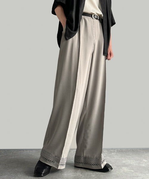「キレイめ×抜け感」裾レース切り替えリラックスイージースラックス／Lace Panel Easy Slacks co1010020