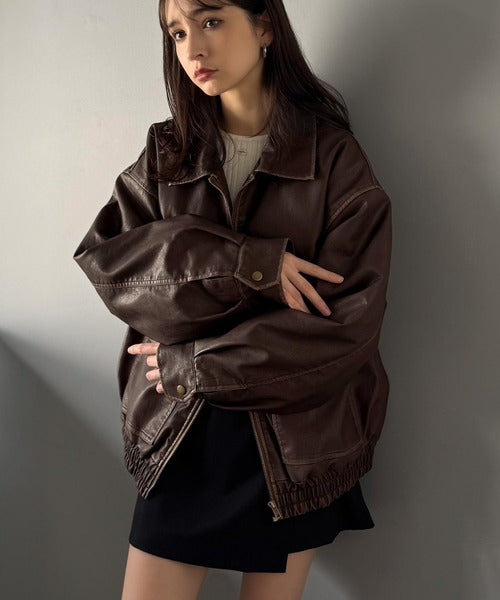 【Classical Origin】「Sランクアイテム。」ヴィンテージレザー中綿入りブルゾン／Vintage Leather Padded Blouson co1320001