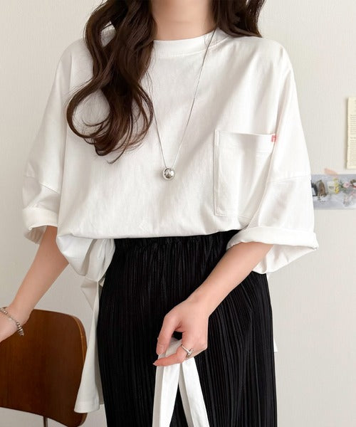 《JaVaジャバコラボ》大人のこなれ感漂う。 綿100％ビッグポケットオーバーサイズTシャツ（半袖） jv1260540