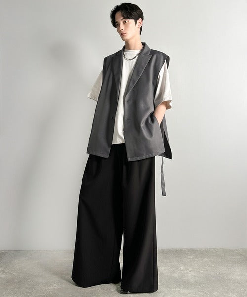 「日常をアップデート。」ピークドラペル仕様エレガントセミロングベスト／Peak Lapel Elegant Semi-Long Vest co1010009