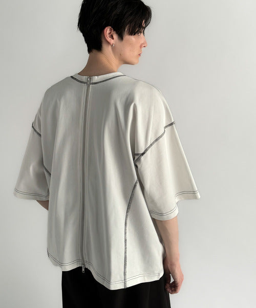 【Classical Origin】「1枚でも羽織でも。」インサイドアウト仕様2wayダブルジップTシャツ／Inside-Out Oversized Double-Zip 2way T-Shirt co1150018