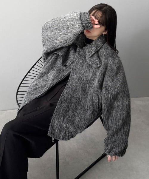 シャギーファー素材2way襟デザインブルゾン／Shaggy Fur 2-Way Collar Design Blouson co1150082