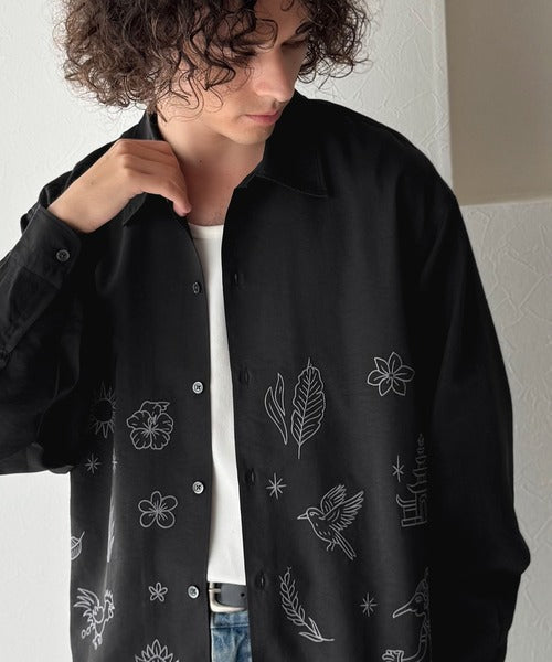 【Classical Origin】刺繍で魅せる存在感。オリジン刺繍キャンプカラーシャツ／Origin Embroidered Camp Collar Shirt co1150053