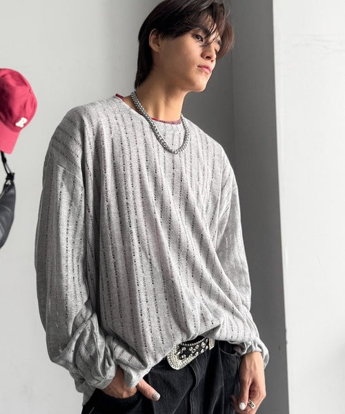 【Classical Origin】「シンプルに魅せる。」グランジモードリラックスシアープルオーバー（長袖）/Grunge Mode Relaxed Pullover co1010027