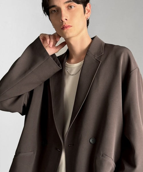 【Classical Origin】「大人の風格。」ダブルテーラードオーバーサイズジャケット/Double-breasted tailored oversized jacket ao1070184