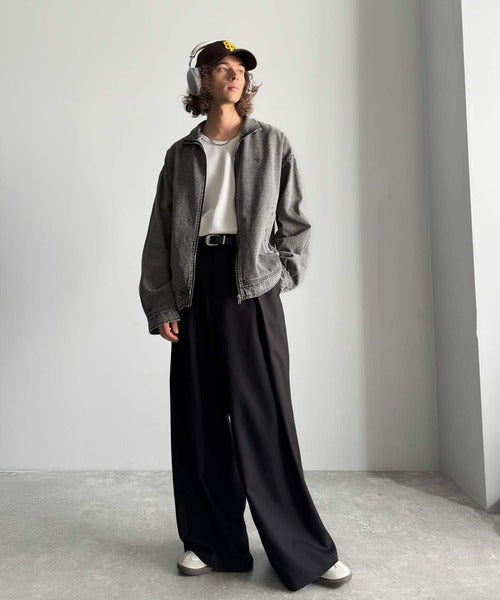 【Classical Origin】Vintage-Washed High-Neck Denim Jacket／ヴィンテージ加工ハイネックデニムジャケット co1010029