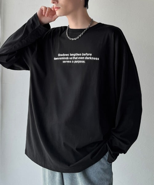 【classical origin】「シンプルが、いい」。綿100％シルケット風シンプル英字ロゴTシャツ（長袖）/ 100％ cotton simple English letters printed logo t-shirt ao1330056