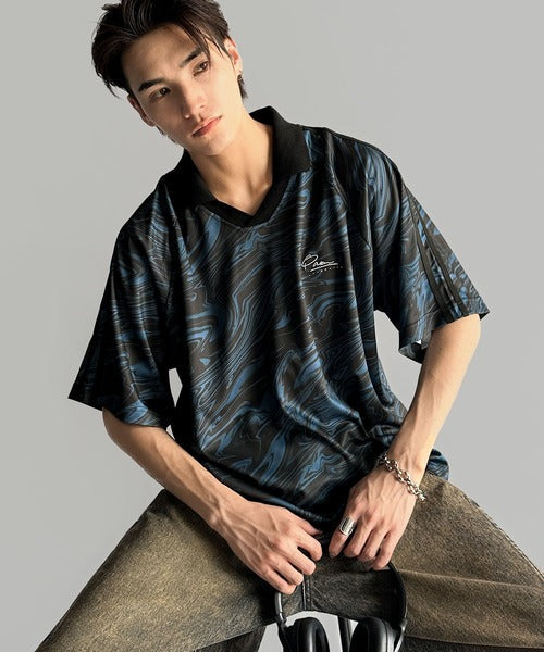 《JaVaジャバコラボ》ラインストーン使い総柄ゲーム半袖Tシャツ jo1150023