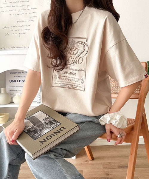 《JaVaジャバコラボ》シンプル派にも推したい！綿100％グラフィック刺繍Tシャツ（半袖） jv1050356