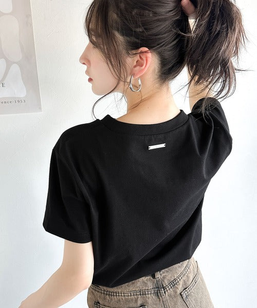 【mily bilet】華やか大人ガーリー。リボンコード刺繍プレートデザインTシャツ mi1329025