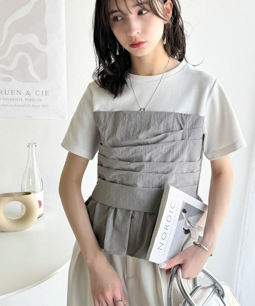 簡単おしゃれが叶う。Tシャツ×ビスチェドッキング半袖トップス ce1260345