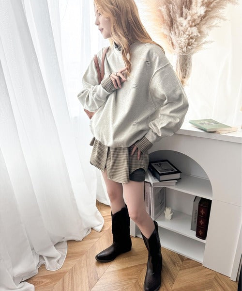 《Javaジャバコラボ》大人のこなれ感。ダメージ加工裏起毛スウェット jv1050235