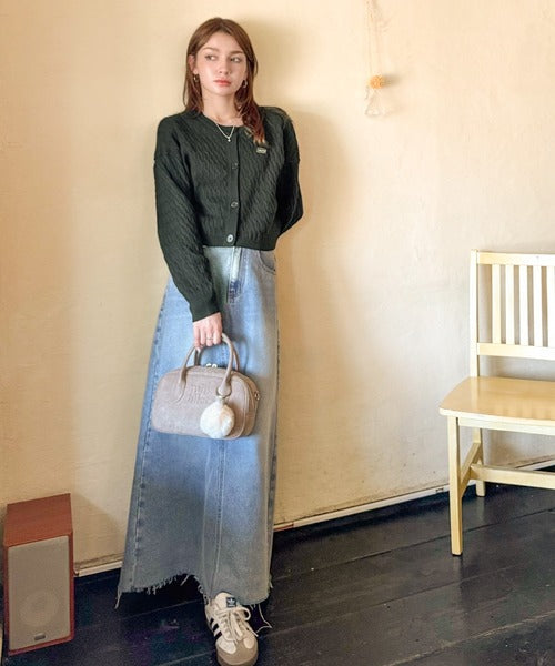 【mily bilet】やわらかな優しさ、漂う気品。前後2wayプレート使いケーブルニットカーディガン（長袖） mi1029140
