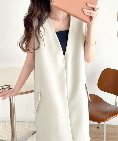 上品リラクシーstyle。ポケット付Vネックワンピース ce1260076