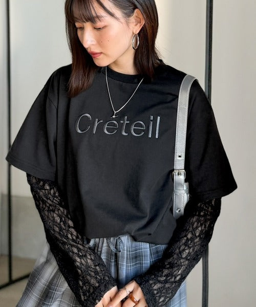 レースでカジュアルの中に女性らしさをプラス!レイヤード風レース袖ドッキングTシャツ（レース柄アソート） ce1010561