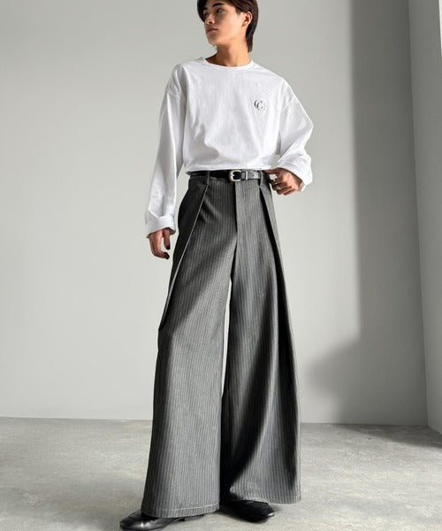【Classical Origin】「袴型立体シルエット。」インタックワイドフレアスラックス／In-Tuck Design Wide Flared Pants co1150055