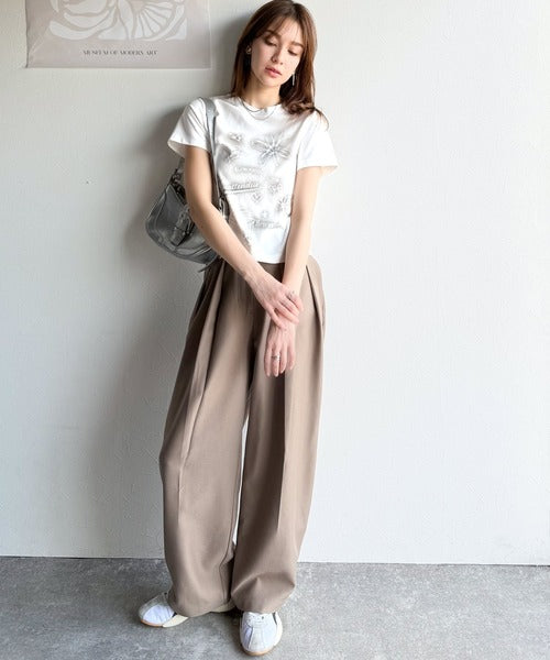 【mily bilet】大人可愛い最旬プリント柄。スプレーライクプリントコンパクトTシャツ（半袖） mi1329024