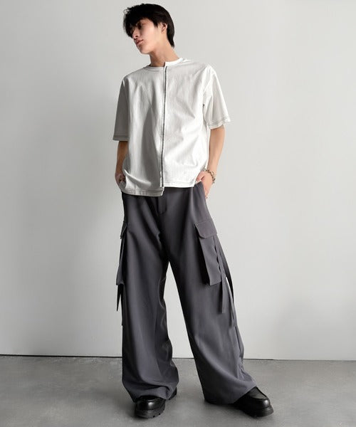 Asymmetric Stitch Design T-Shirt／アシンメトリーデザイン配色ステッチTシャツ co1150013