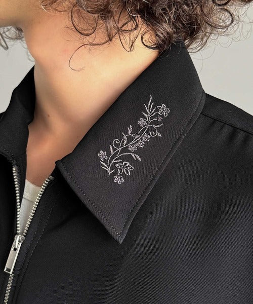 【Classical Origin】「繊細さを羽織る。」刺繍デザインエレガンスジップアップジャケット／Elegant Embroidered Zip-Up Jacket co1150059