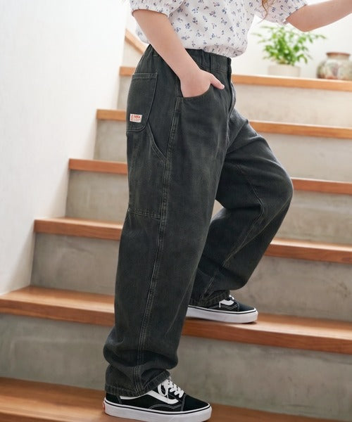【キッズ】《JaVa ジャバ別注》キュンとする可愛さ。アクティブに動けるストレスフリーボトム。ペインターデニムパンツ jk0420048