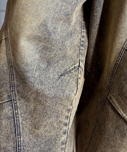 【Classical Origin】3D Tucked＆Darted Barrel-Leg Wide Denim／3Dタック＆ダーツデザインバレルレッグワイドデニム co1150057