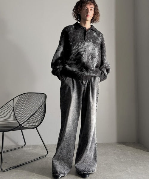 【Classical Origin】「まるで毛布。」モヘアライクシャギー素材ニットポロシャツ／Mohair-Like Shaggy Knit Polo Shirt co0780004