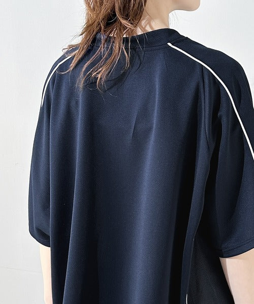《Javaジャバコラボ》シンプルなのに格上げ。ライン入り胸刺繍サッカーTシャツ sp1010281