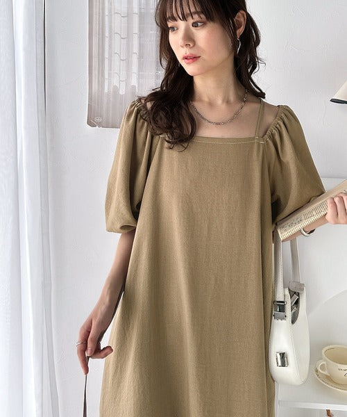 お洒落に差をつける、大人女子。2wayパフスリーブロング丈ワンピース ce1260375