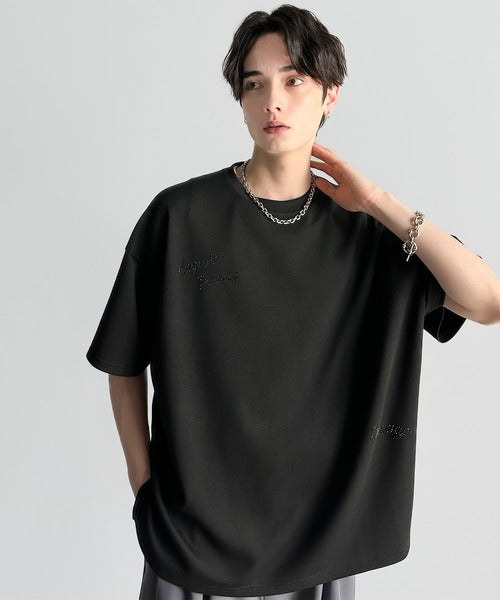 Logo Rhinestone Design Dolman Oversized Tee／ラインストーンロゴ使いドルマンオーバーサイズTシャツ co1010003
