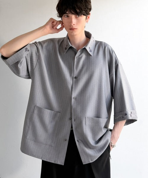 「魅せる服。」刺繍使いシャツジャケット/Embroidery Design Shirt Jacket co1010042