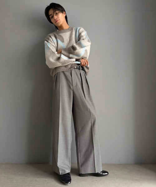《Classical Origin》シルエットで差をつける。ツータック入りセンタープレスワイドストレートスラックス co1150113