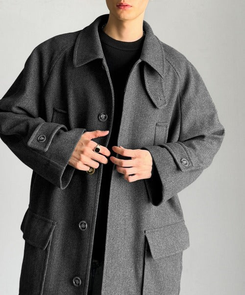 【Classical Origin】「上品さ、極まる」。ロング丈比翼2way衿ステンカラーコート／Long-length concealed 2way bal collar coat ao1265006