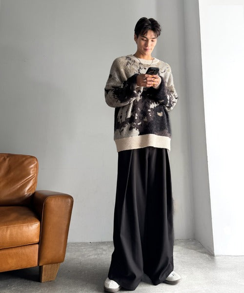 【classical origin】ニュアンス柄Wジャガードシャギーニット／Nuanced Pattern Double Jacquard Shaggy Knit ao1260497
