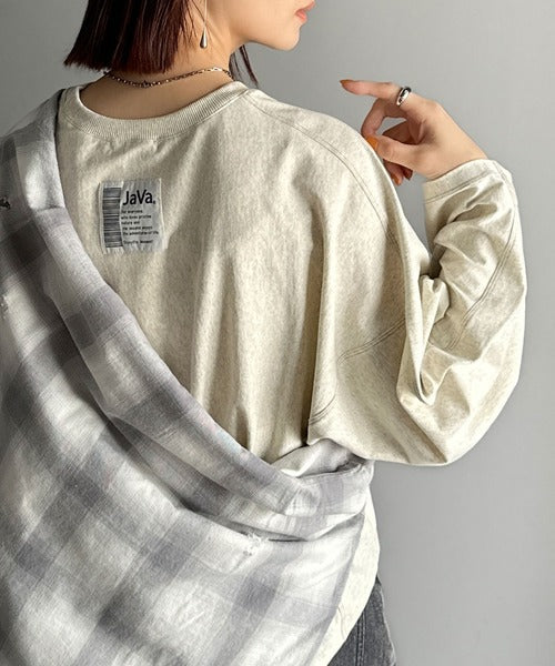 《JaVaジャバコラボ》ゆるっと大人カジュアル。綿100％ドルマンスリーブカットロンTEE（長袖） jv1260489
