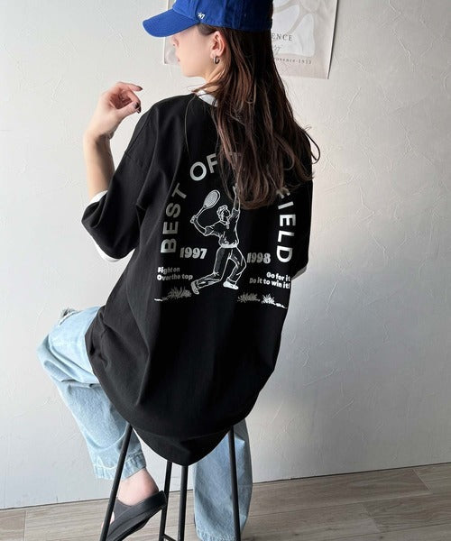 ゆるっとカジュアルに。半袖リンガーフロッキーテニスTシャツ ce1020214
