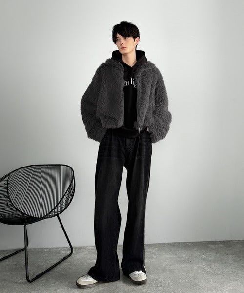 【Classical Origin】「一瞬で惹かれる。」シャギーファーショート裏配色ショートジャケット／Shaggy Faux Fur Short Jacket with Contrast Lining co1010037