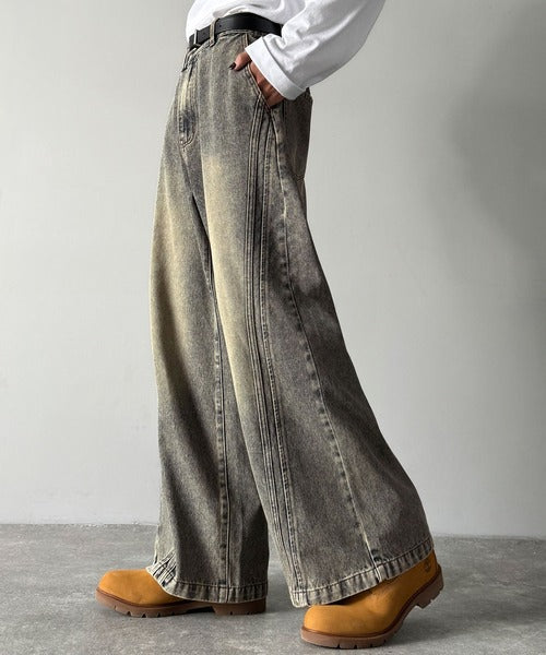 【Classical Origin】「二度見される。」サイドダブルカーブラインデニムパンツ／Side Double Curve Line Denim Pants co0900002