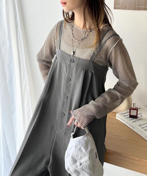 大人のこなれカジュアル。フロントボタン使いサロペットパンツ ce1260321